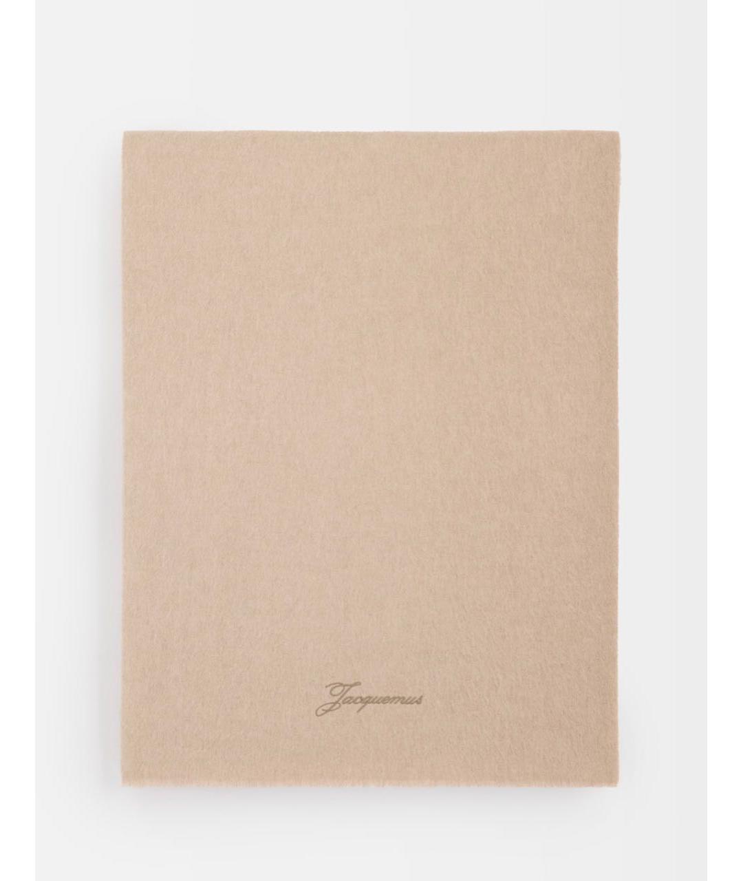 JACQUEMUS Бежевый кашемировый шарф, фото 6