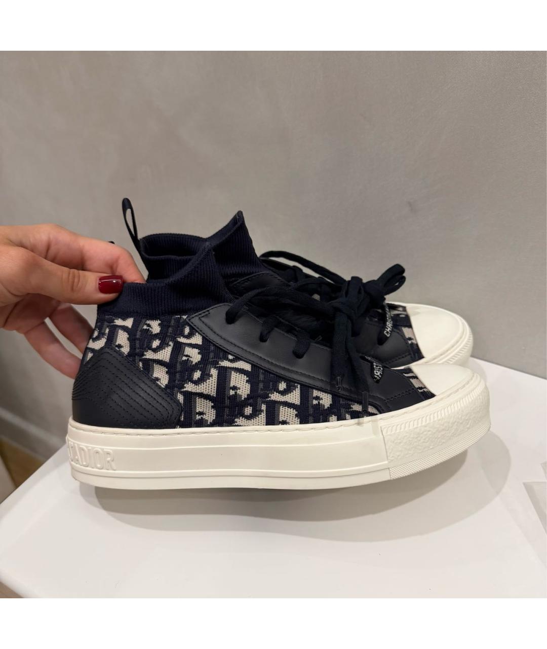 CHRISTIAN DIOR Темно-синие текстильные кеды, фото 3