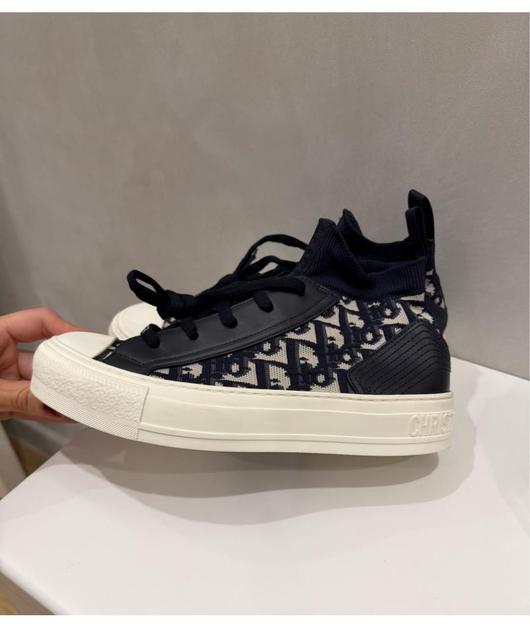 CHRISTIAN DIOR Темно-синие текстильные кеды, фото 2