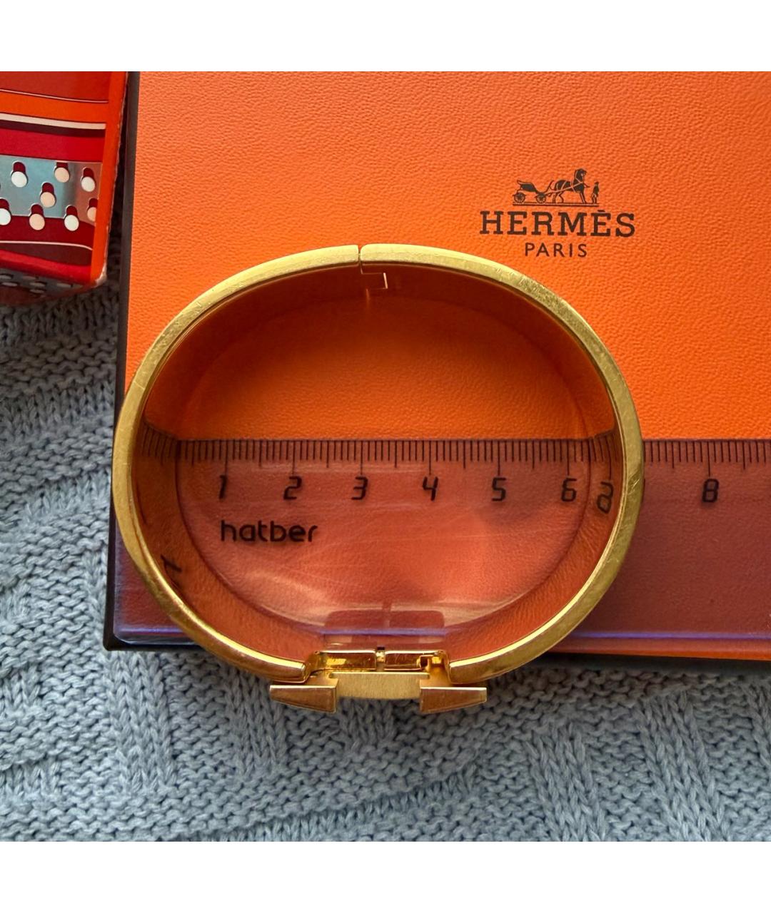 HERMES Золотой металлический браслет, фото 7