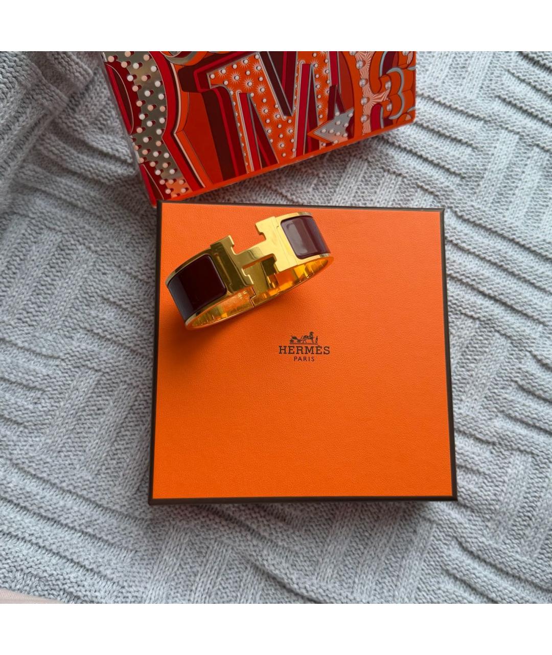 HERMES Золотой металлический браслет, фото 2