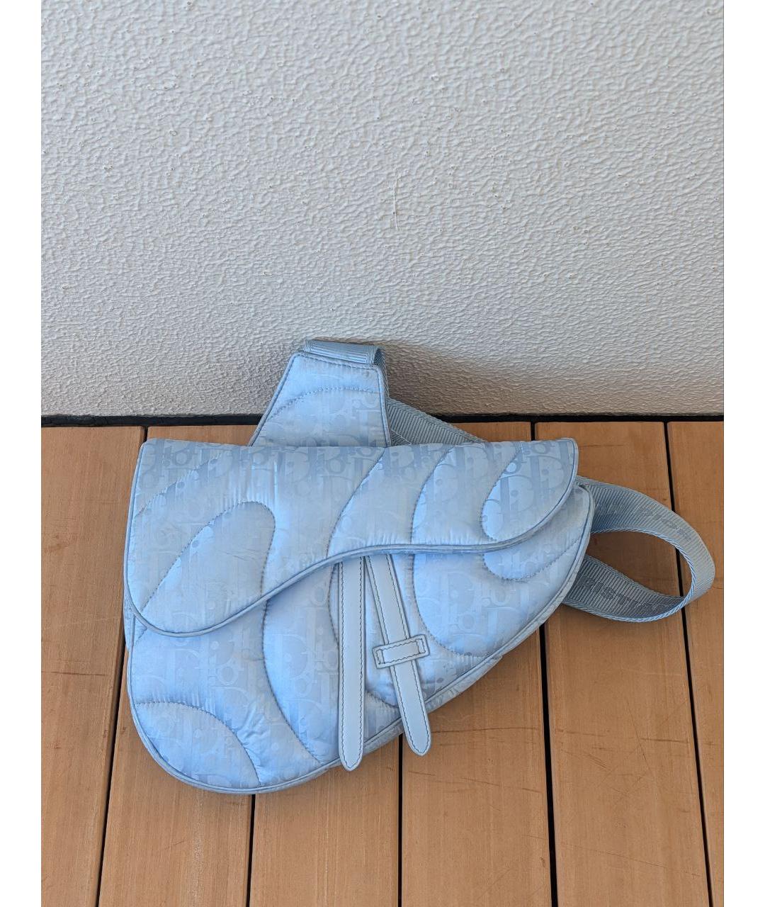 CHRISTIAN DIOR Голубая синтетическая поясная сумка, фото 10