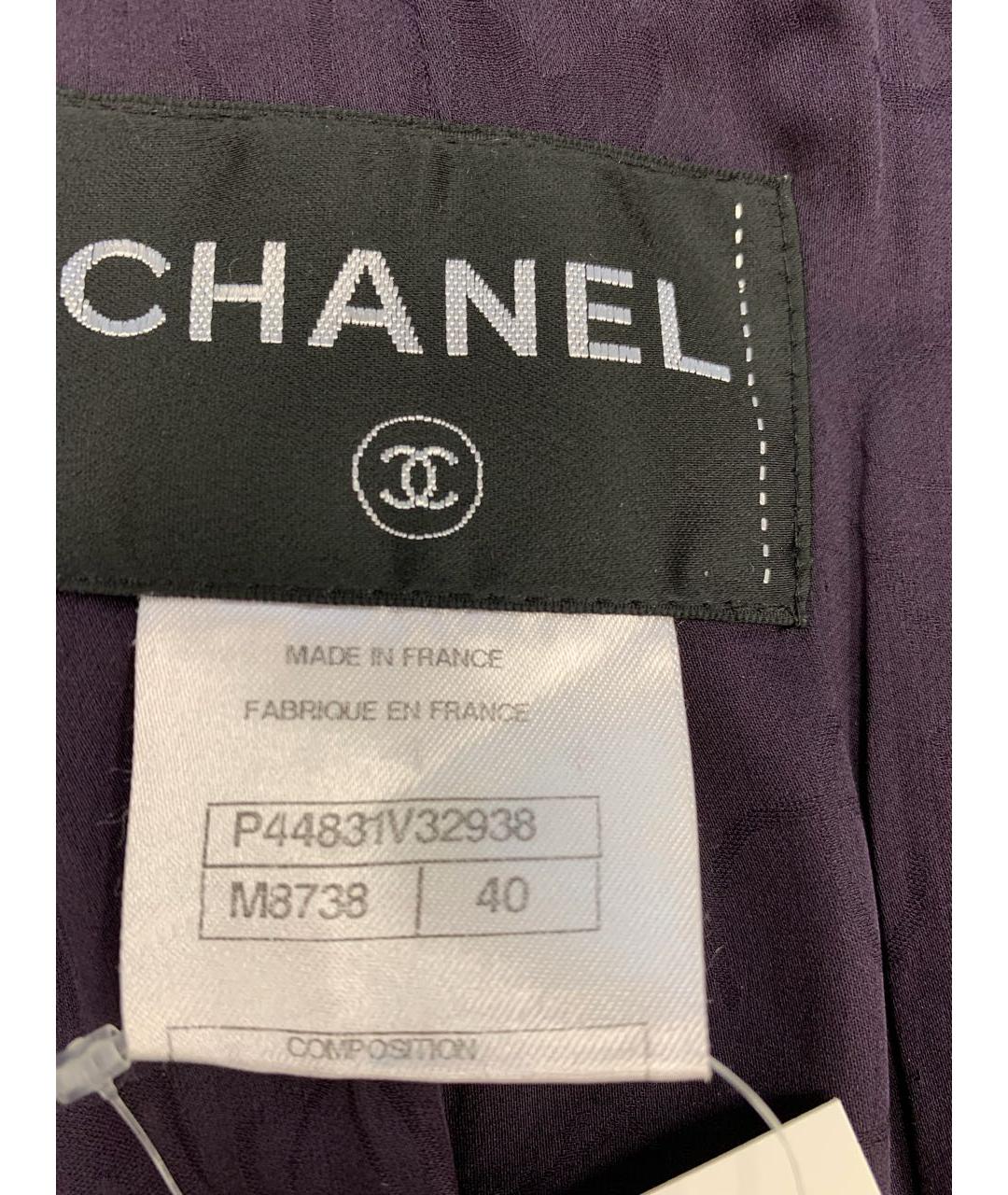 CHANEL Фиолетовый твидовый жакет/пиджак, фото 3