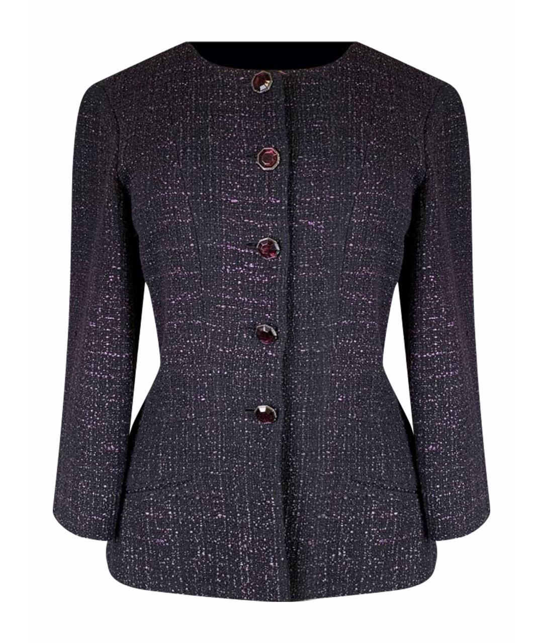 CHANEL Фиолетовый твидовый жакет/пиджак, фото 1