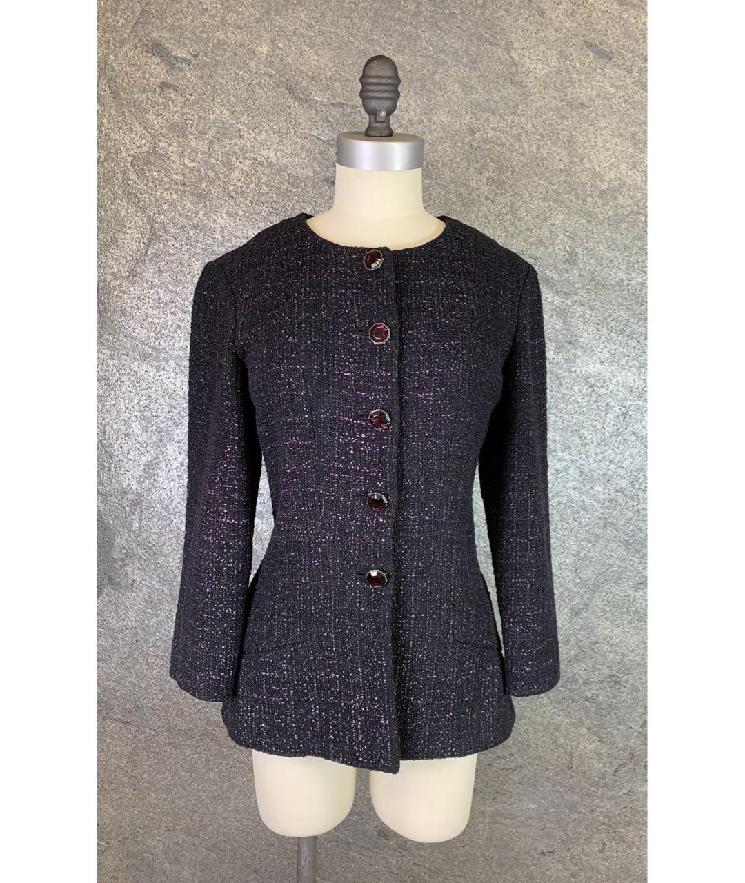 CHANEL Фиолетовый твидовый жакет/пиджак, фото 9