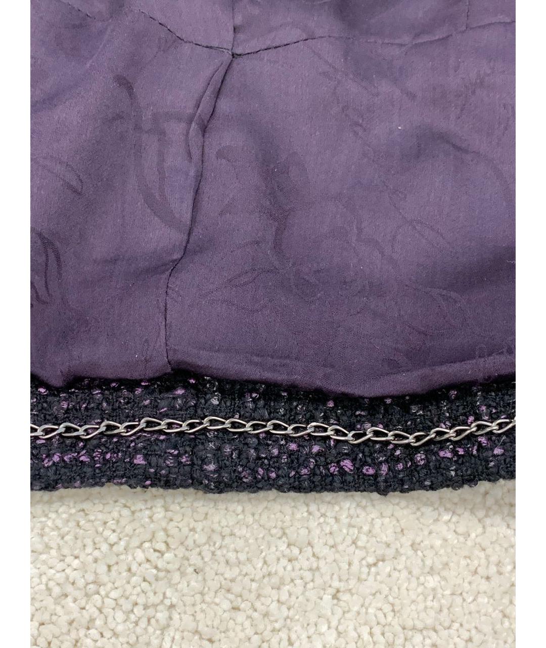 CHANEL Фиолетовый твидовый жакет/пиджак, фото 4