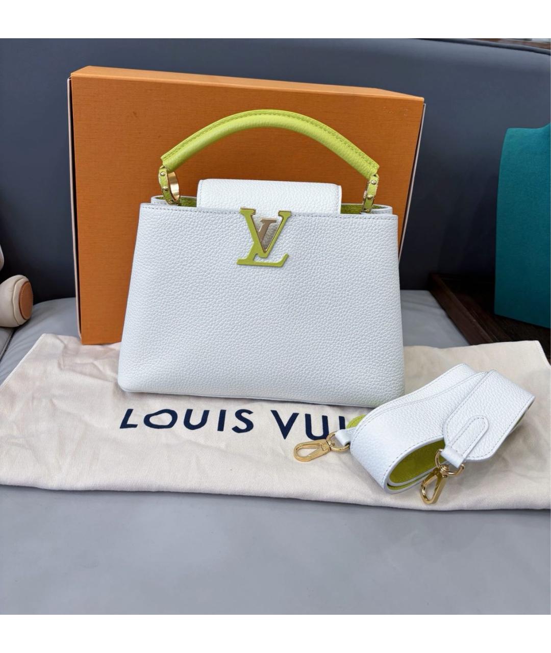 LOUIS VUITTON Белая кожаная сумка с короткими ручками, фото 2