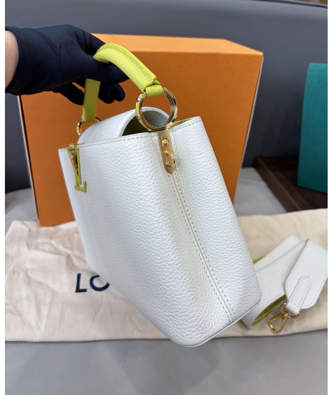 LOUIS VUITTON Белая кожаная сумка с короткими ручками, фото 4