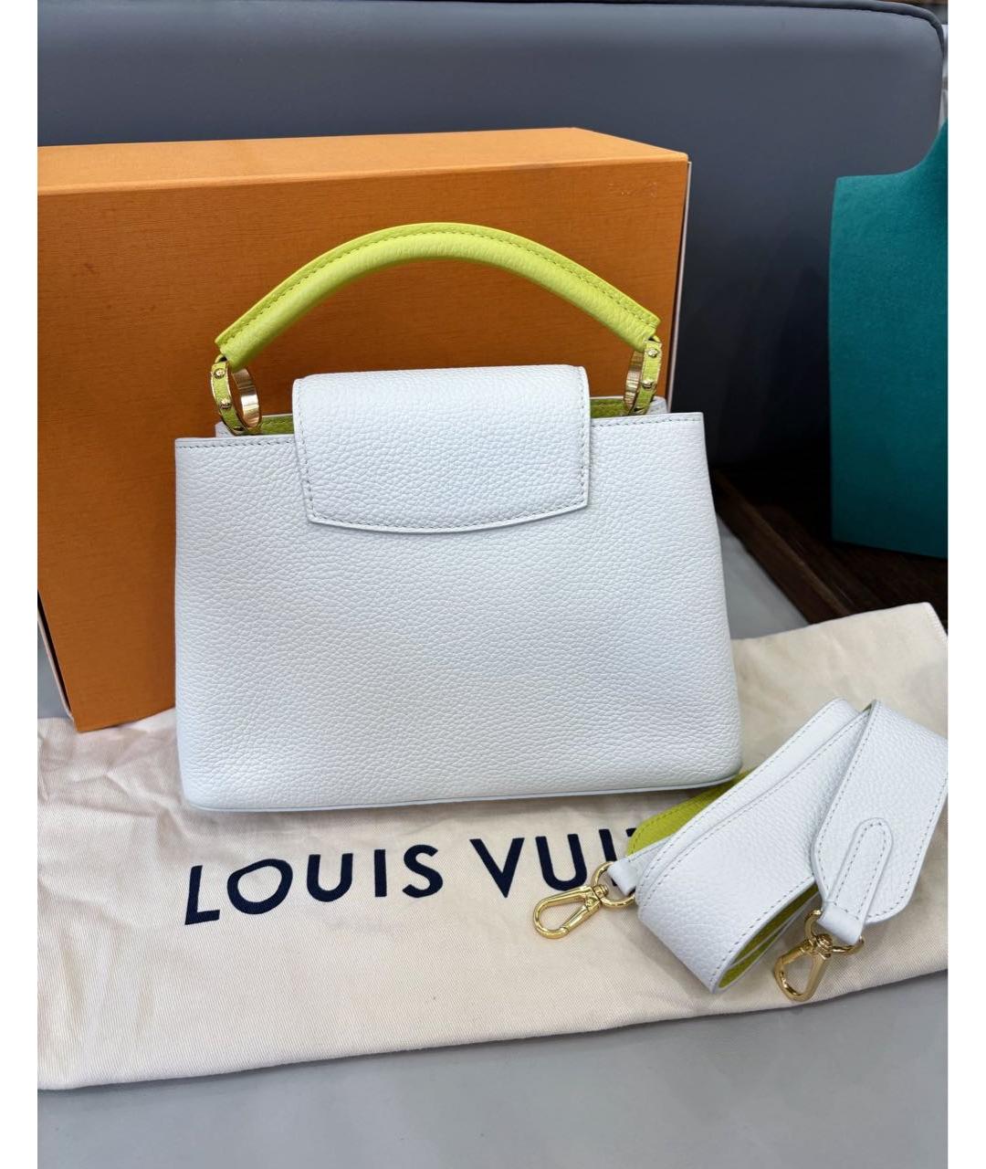 LOUIS VUITTON Белая кожаная сумка с короткими ручками, фото 5