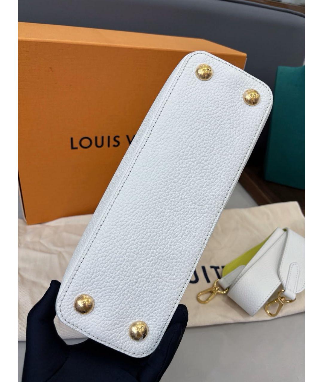 LOUIS VUITTON Белая кожаная сумка с короткими ручками, фото 3