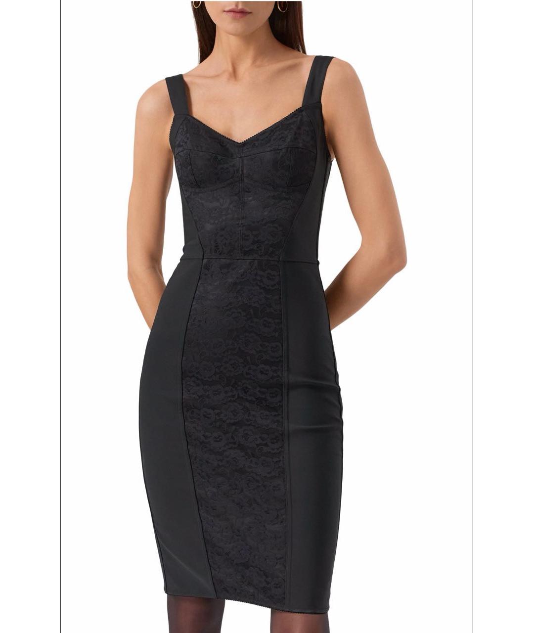 DOLCE&GABBANA Черное полиамидовое вечернее платье, фото 2