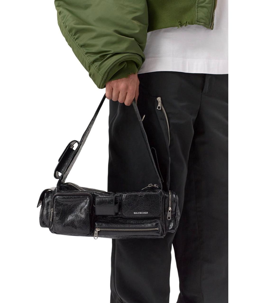 BALENCIAGA Черная кожаная сумка на плечо, фото 3