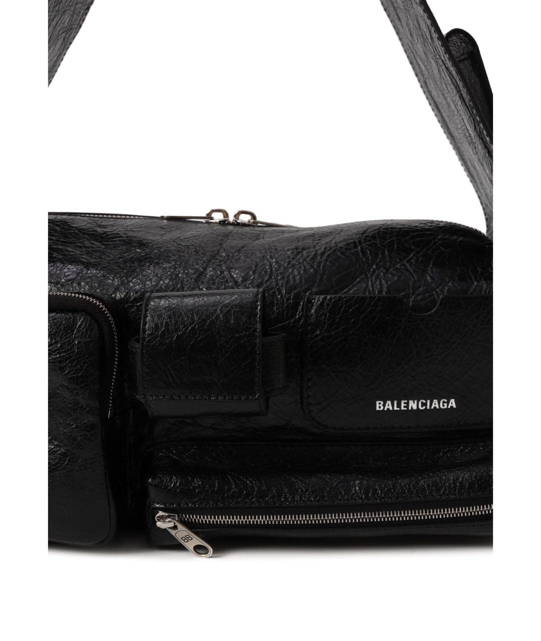 BALENCIAGA Черная кожаная сумка на плечо, фото 4