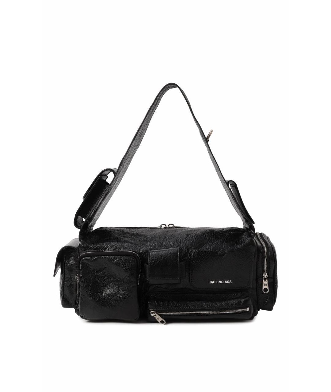 BALENCIAGA Черная кожаная сумка на плечо, фото 1