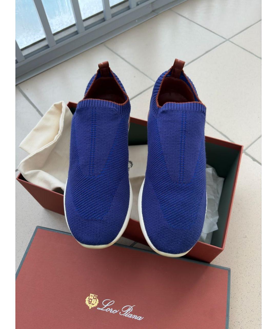 LORO PIANA Синие текстильные низкие кроссовки / кеды, фото 2
