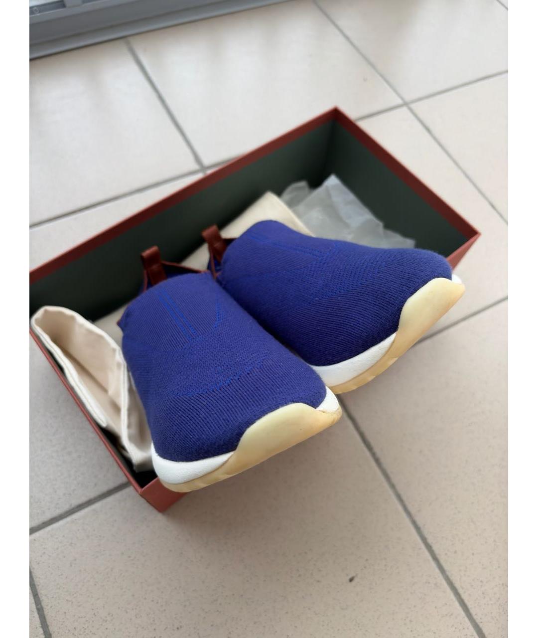 LORO PIANA Синие текстильные низкие кроссовки / кеды, фото 7