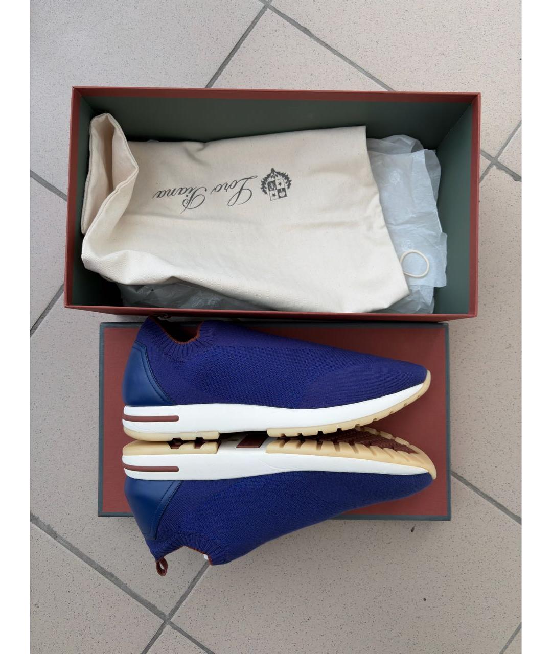 LORO PIANA Синие текстильные низкие кроссовки / кеды, фото 6