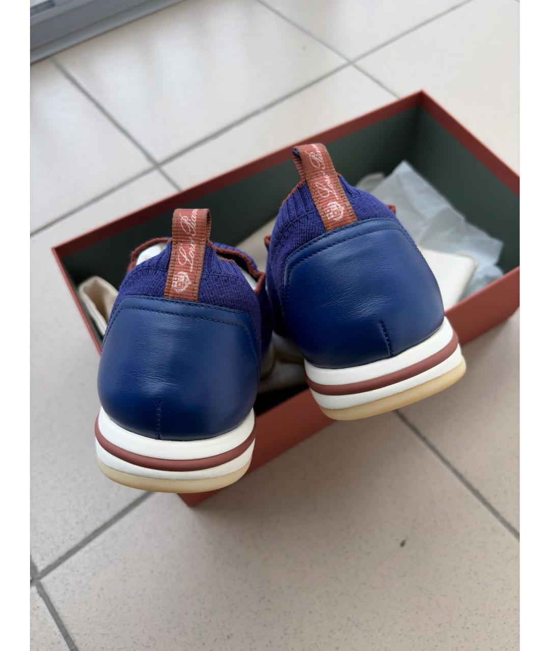 LORO PIANA Синие текстильные низкие кроссовки / кеды, фото 4