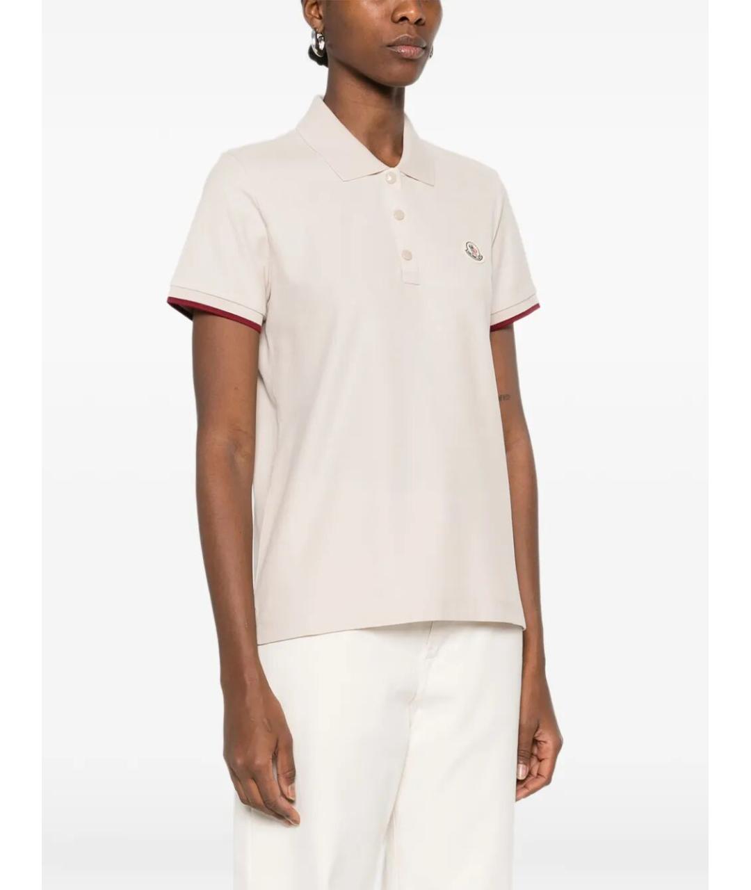 MONCLER Бежевая хлопковая футболка, фото 5