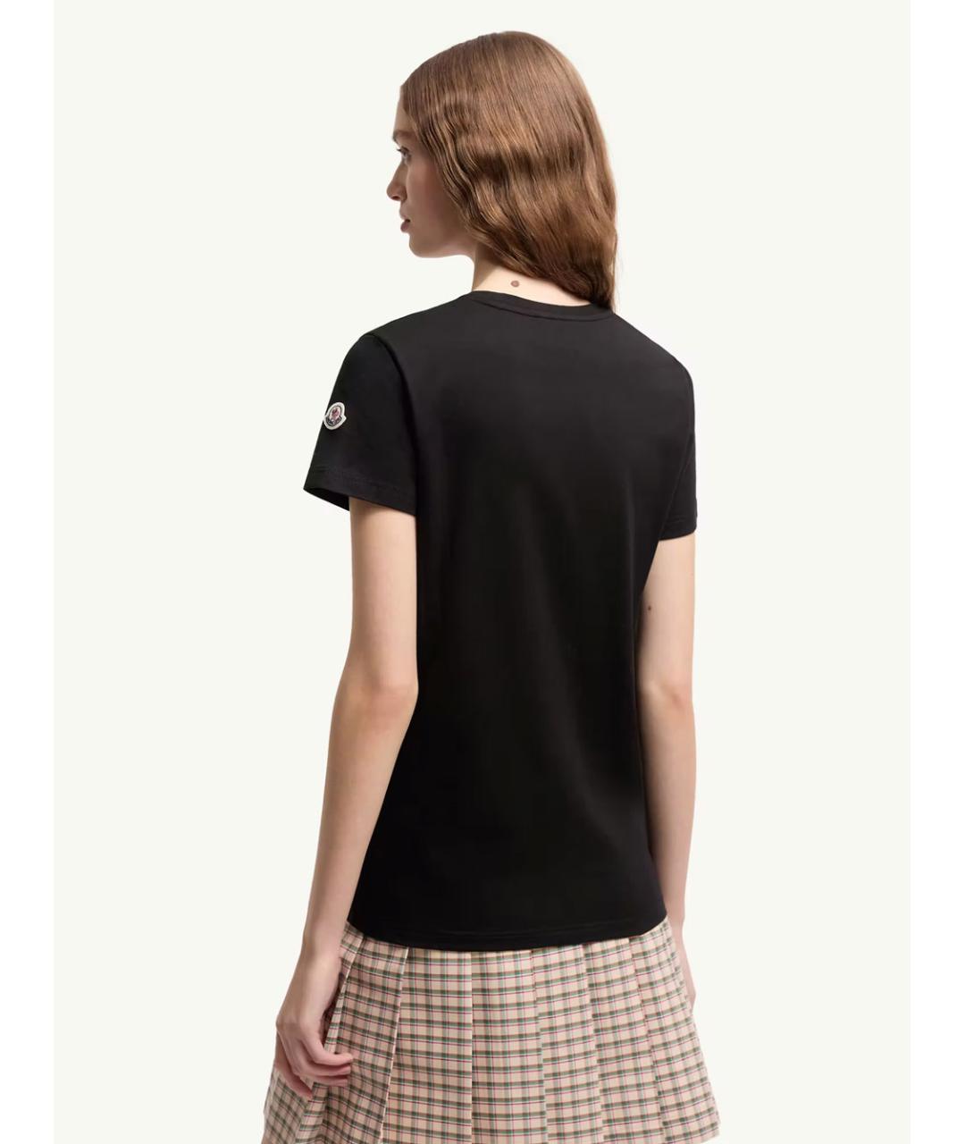 MONCLER Черная хлопковая футболка, фото 3