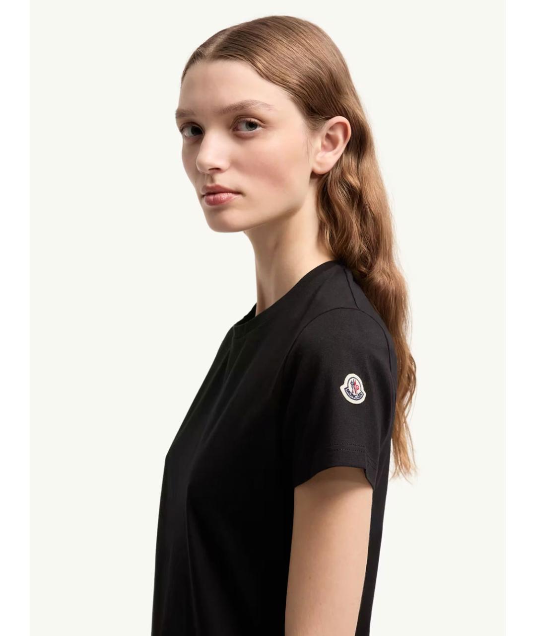 MONCLER Черная хлопковая футболка, фото 4