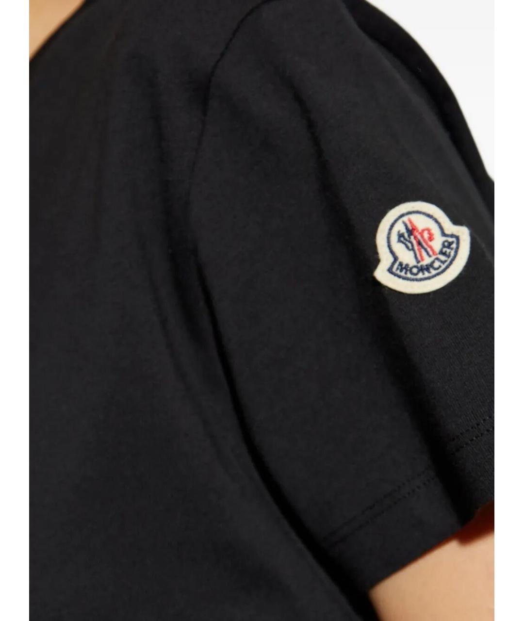 MONCLER Черная хлопковая футболка, фото 5