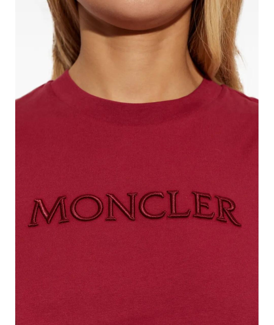 MONCLER Красная хлопковая футболка, фото 4