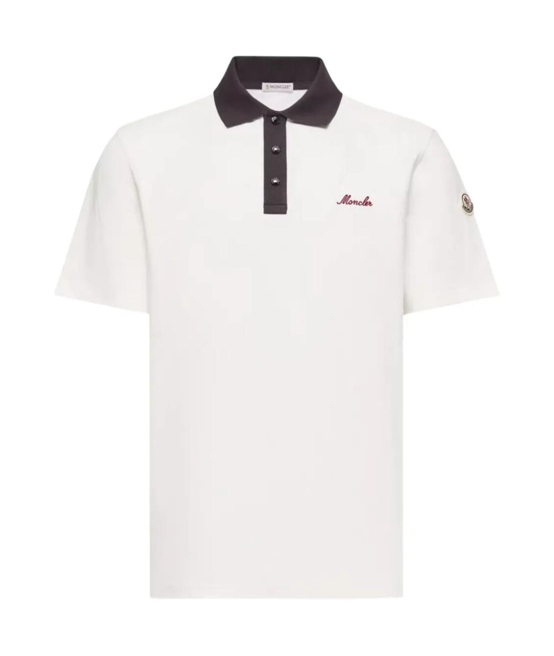 MONCLER Бежевое хлопковое поло с коротким рукавом, фото 1