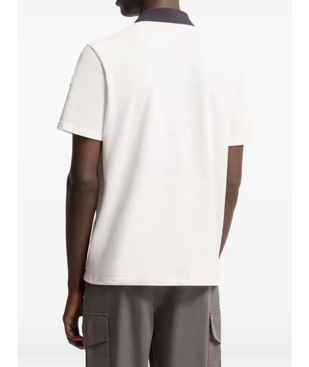 MONCLER Бежевое хлопковое поло с коротким рукавом, фото 4