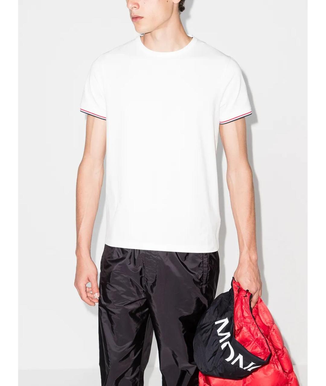 MONCLER Бежевая хлопковая футболка, фото 5