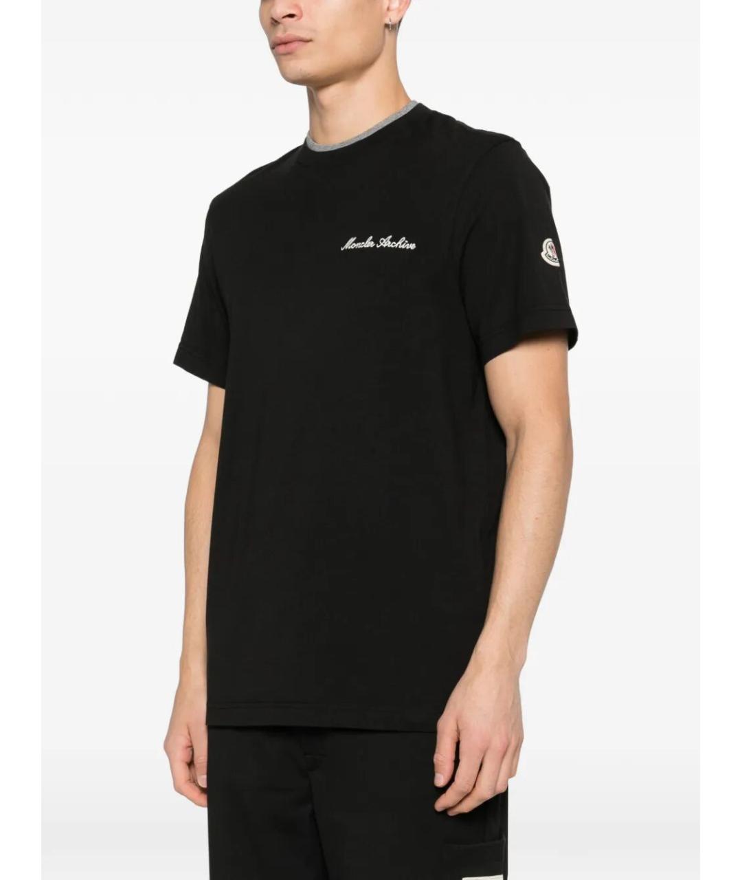 MONCLER Черная хлопковая футболка, фото 2