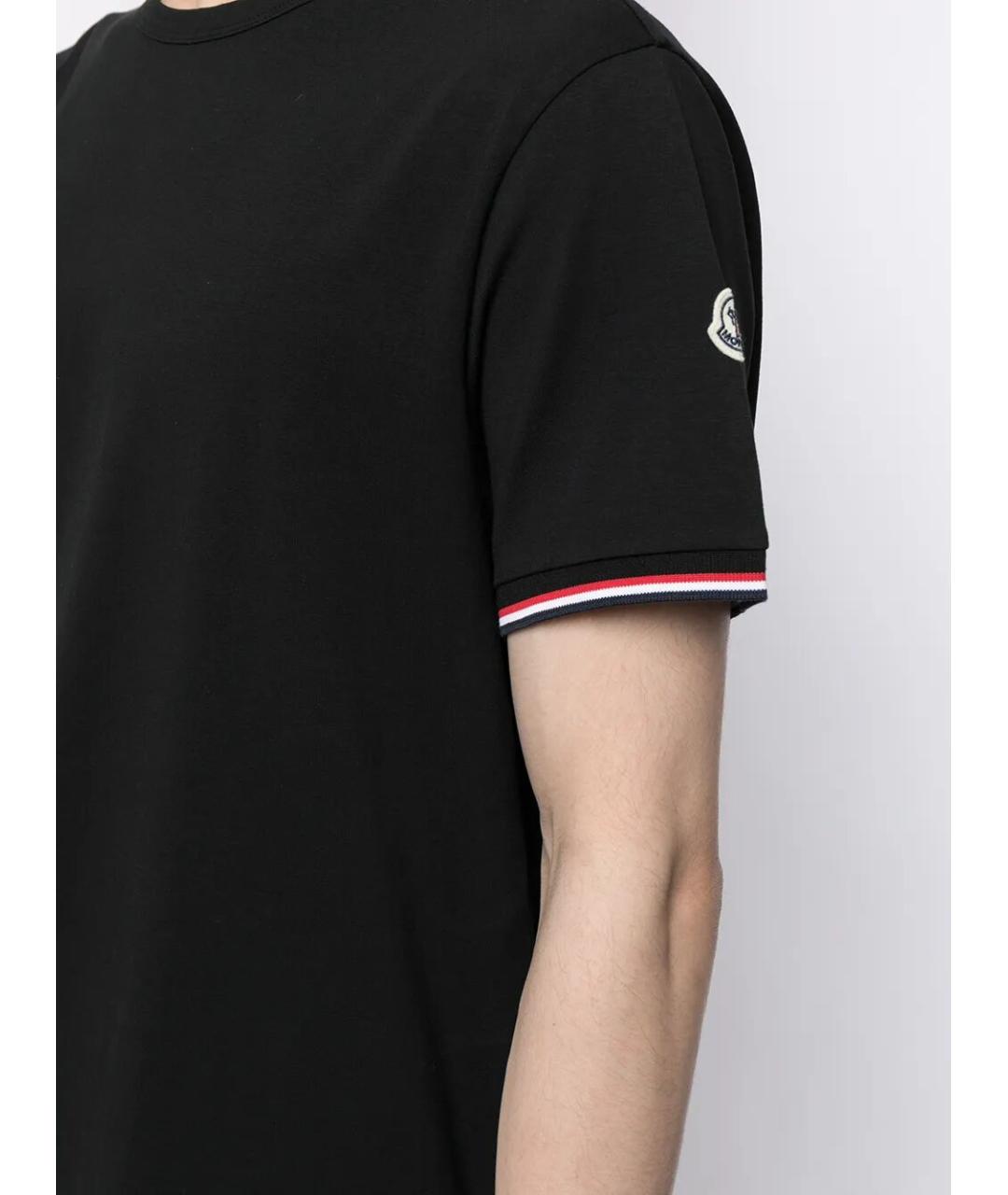 MONCLER Черная хлопковая футболка, фото 5