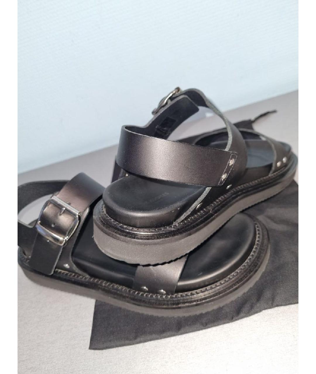 THE KOOPLES Черные кожаные сандалии, фото 4