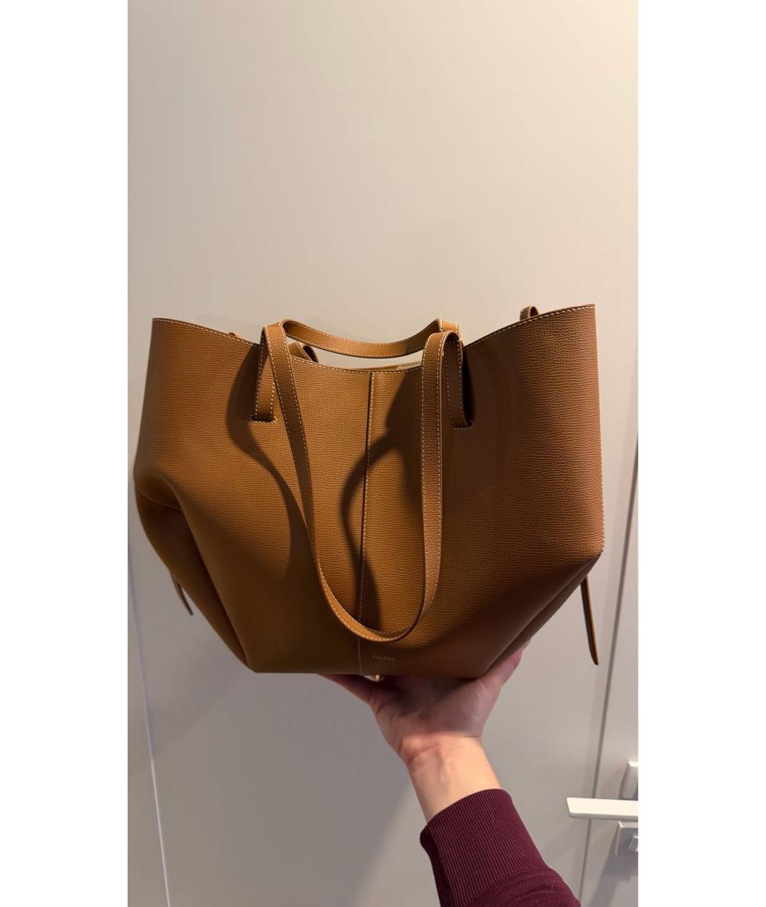 POLENE Коричневая кожаная сумка тоут, фото 7