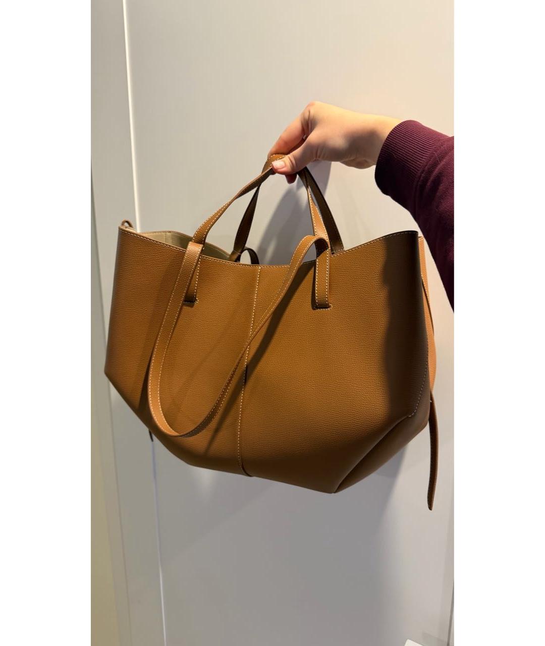 POLENE Коричневая кожаная сумка тоут, фото 2