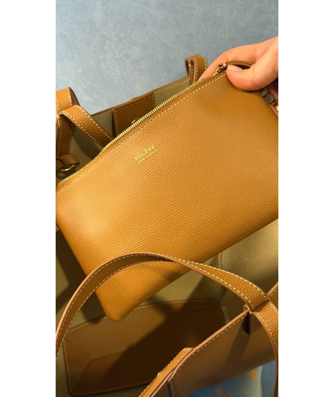 POLENE Коричневая кожаная сумка тоут, фото 5