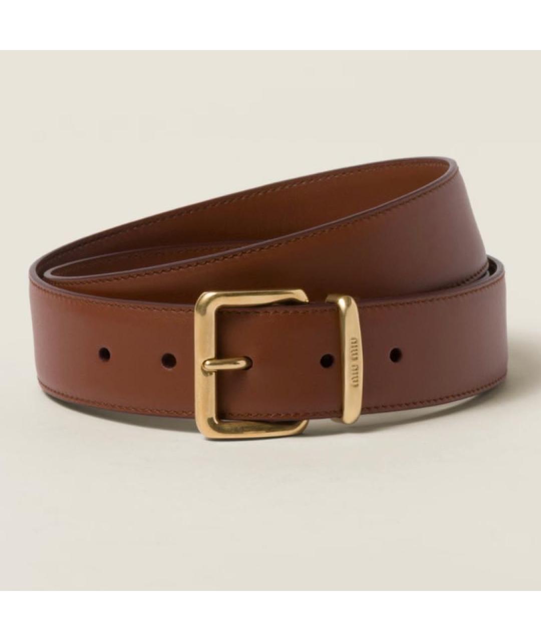 MIU MIU Коричневый кожаный ремень, фото 3