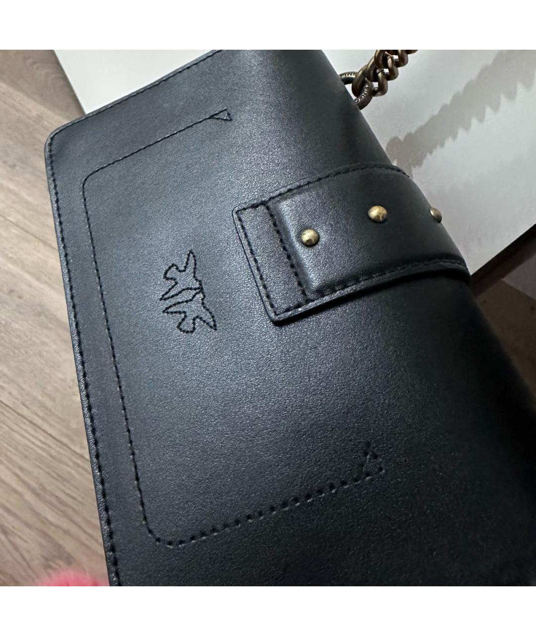 PINKO Черная кожаная сумка через плечо, фото 3