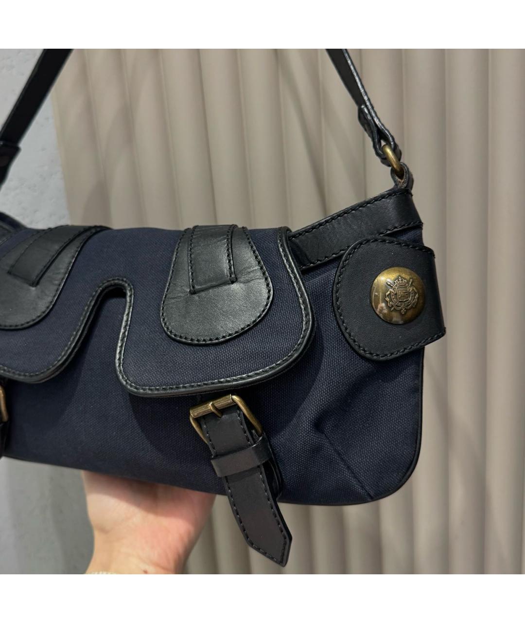 BURBERRY Темно-синяя тканевая сумка через плечо, фото 4