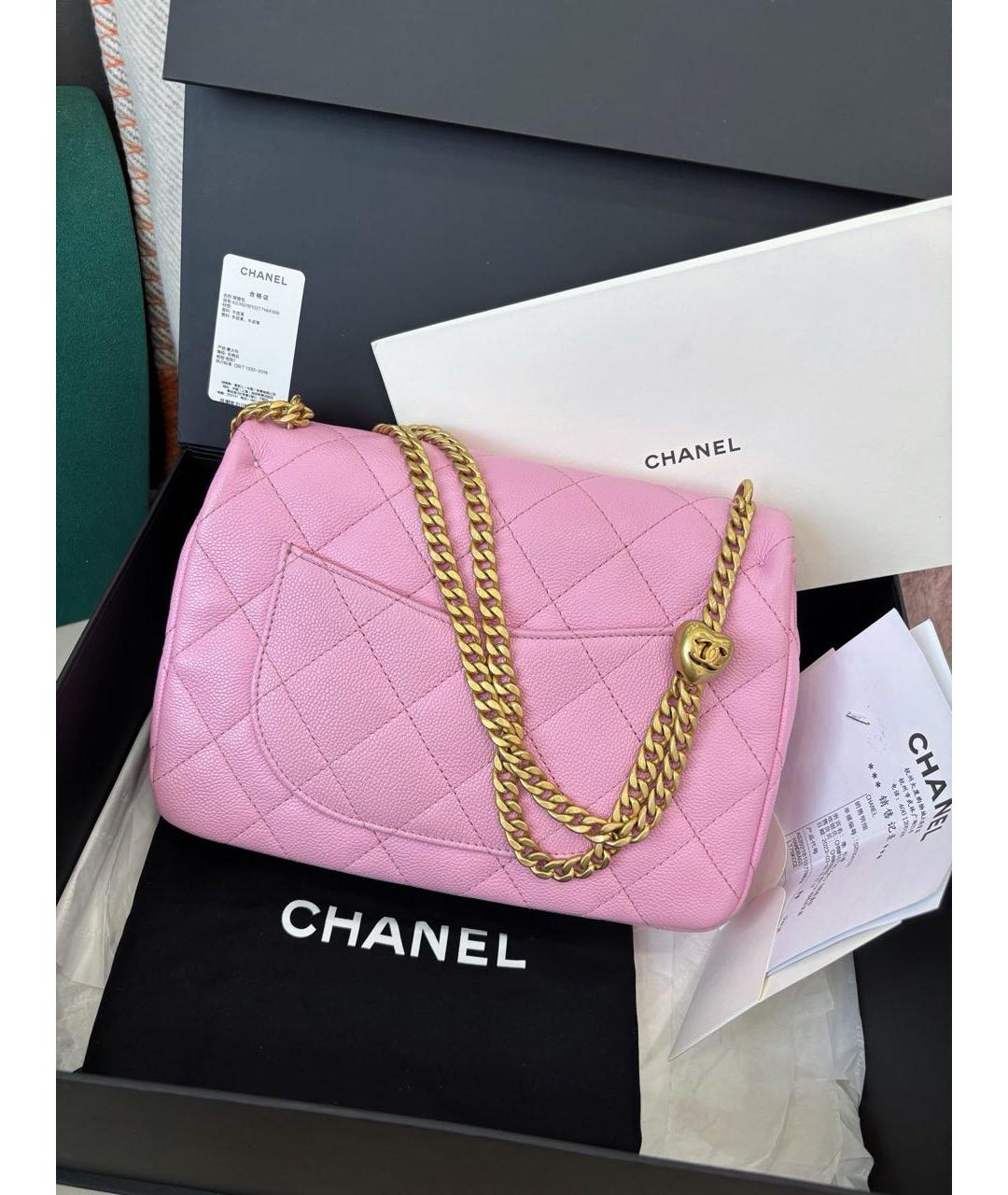 CHANEL Розовая кожаная сумка через плечо, фото 3