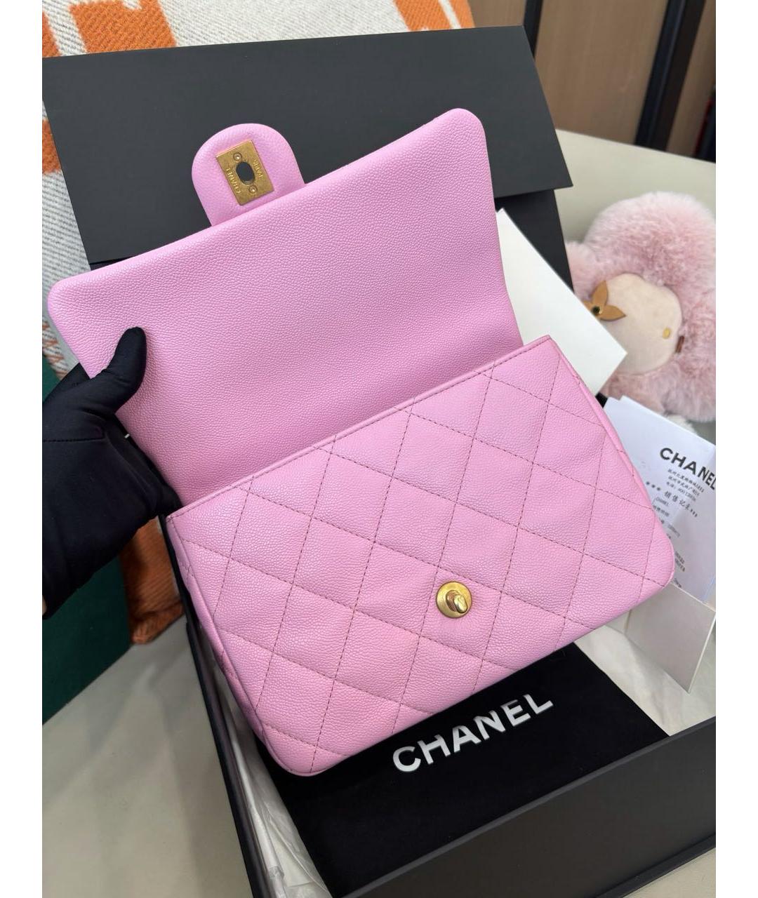 CHANEL Розовая кожаная сумка через плечо, фото 7