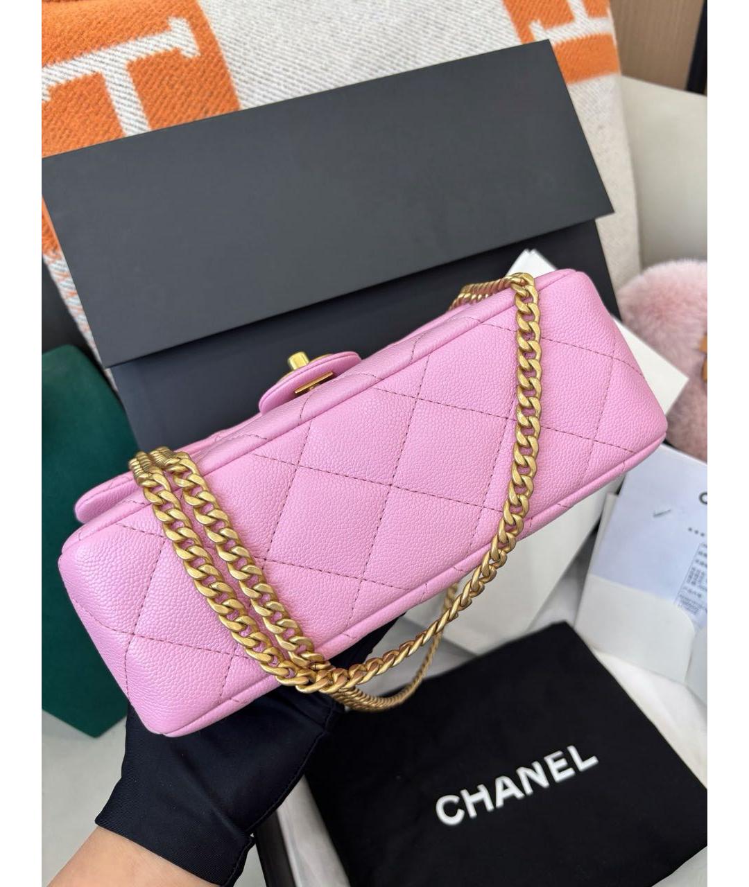 CHANEL Розовая кожаная сумка через плечо, фото 6