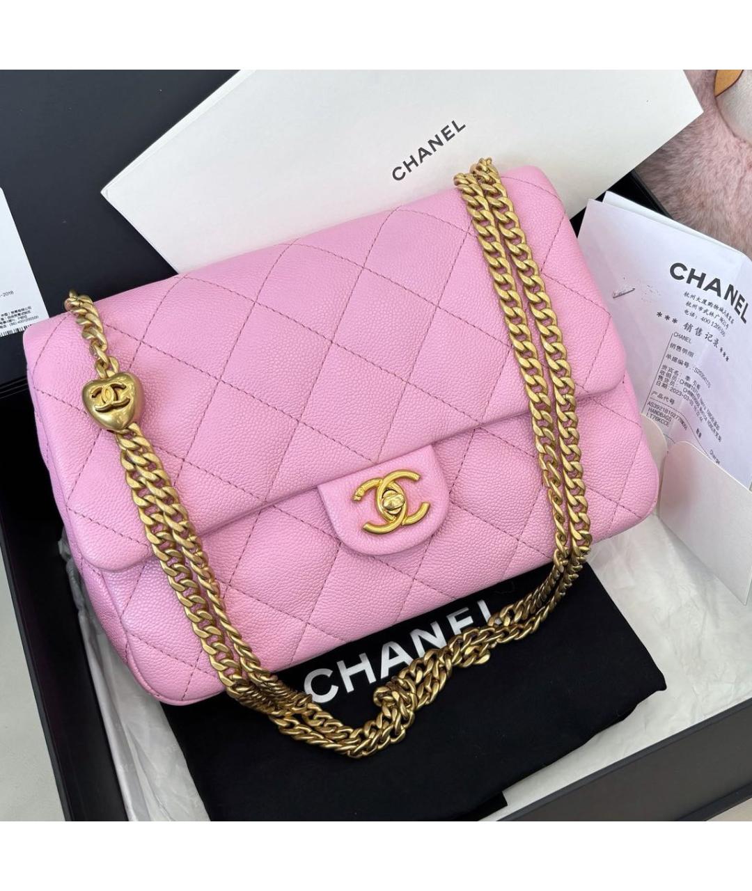 CHANEL Розовая кожаная сумка через плечо, фото 2