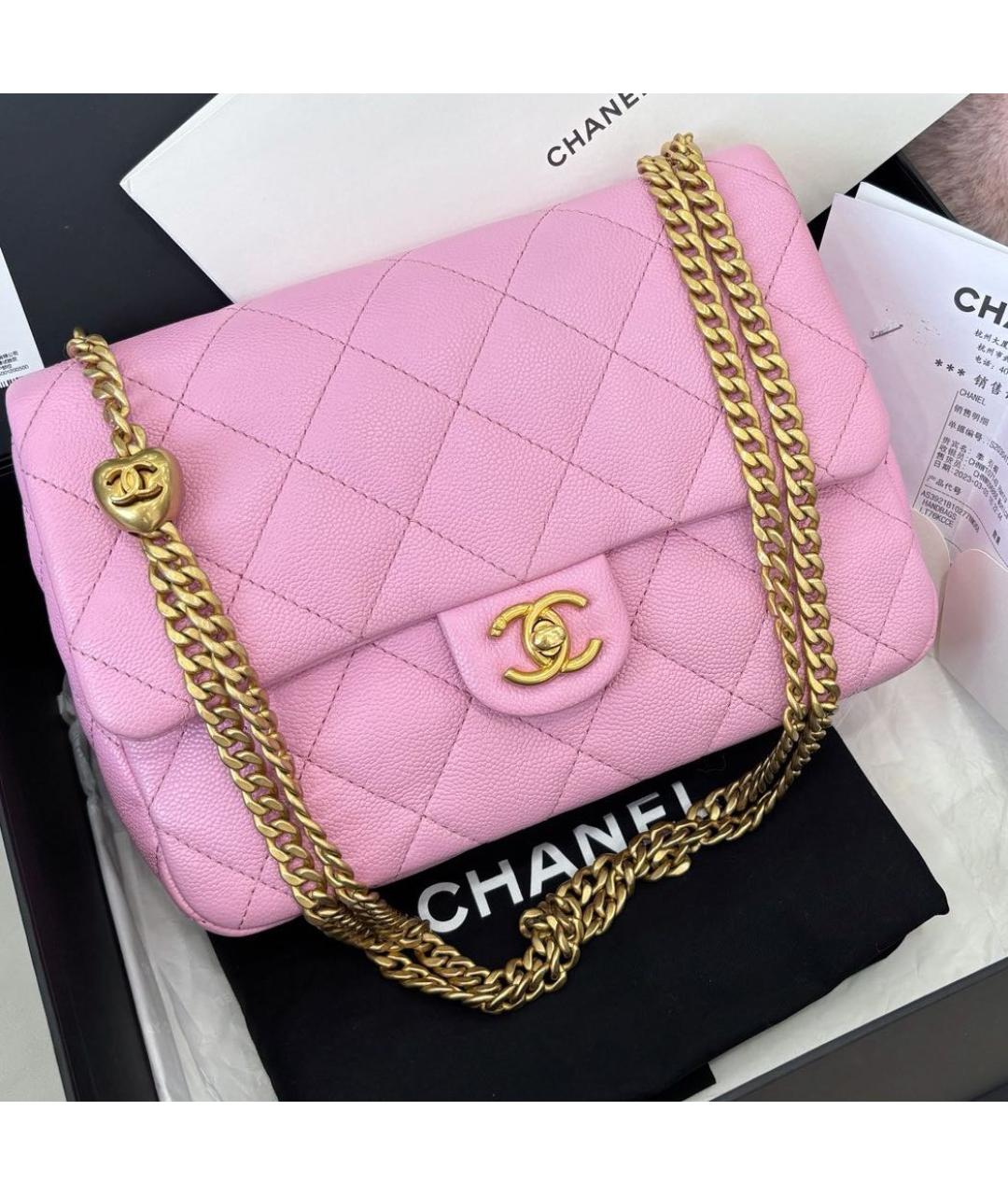 CHANEL Розовая кожаная сумка через плечо, фото 9