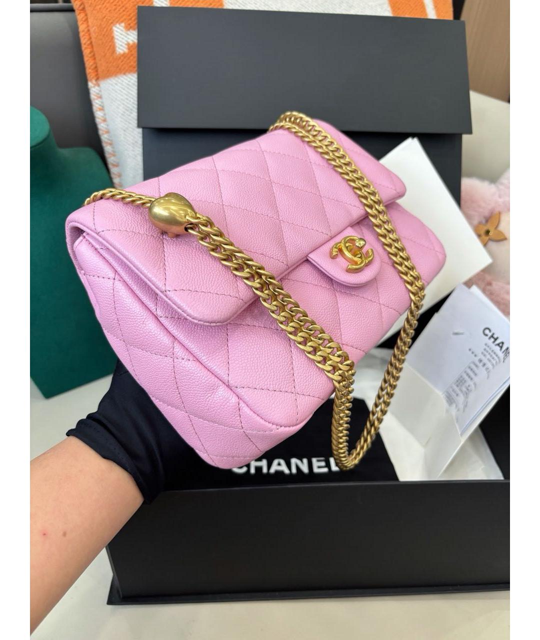 CHANEL Розовая кожаная сумка через плечо, фото 5