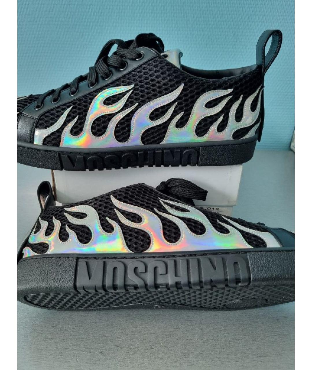 MOSCHINO Черные текстильные высокие кроссовки / кеды, фото 5