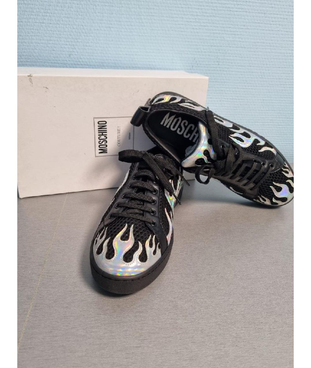 MOSCHINO Черные текстильные высокие кроссовки / кеды, фото 3
