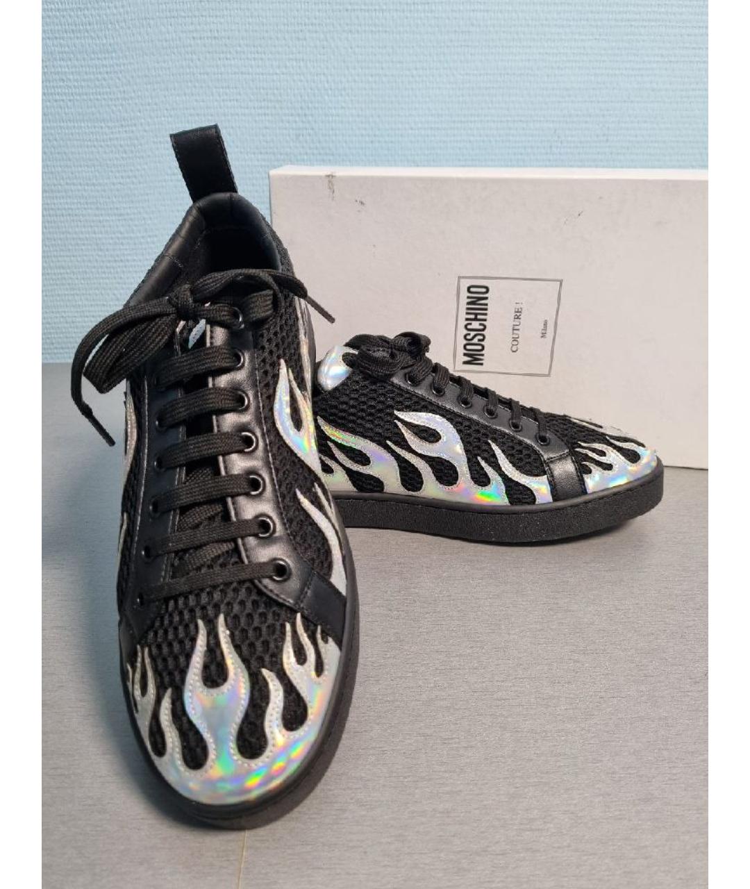MOSCHINO Черные текстильные высокие кроссовки / кеды, фото 4