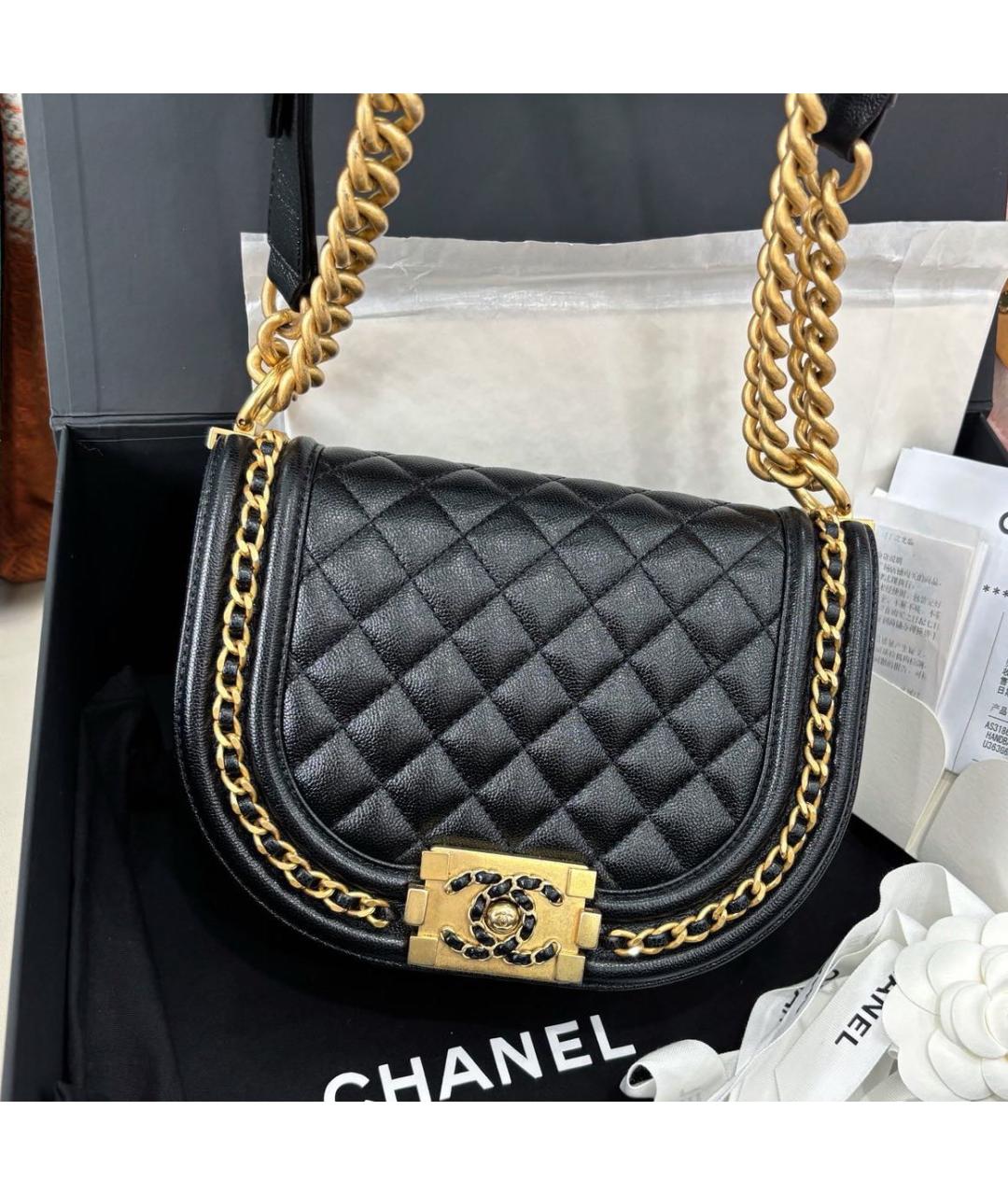 CHANEL Черная кожаная сумка через плечо, фото 2