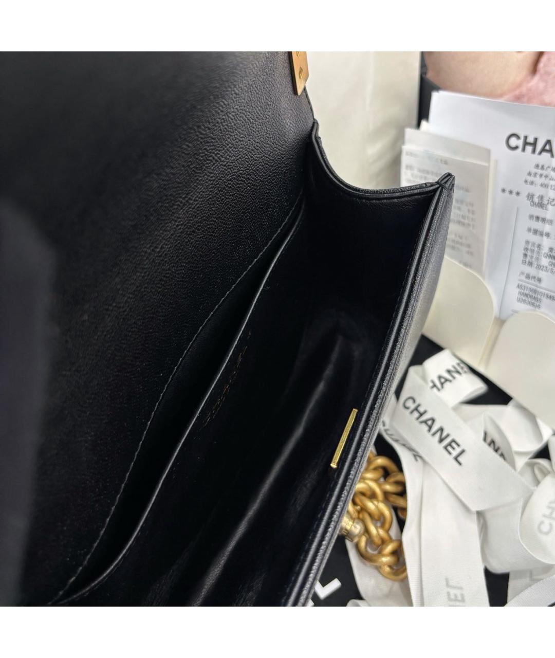 CHANEL Черная кожаная сумка через плечо, фото 7